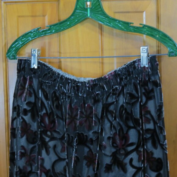 Custom Made Velveteen Gray & Burgundy Pants Burn Out Elastic Waist Size Medium - Picture 3 of 5